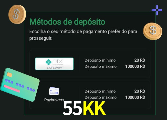 O cassino 55KK oferece uma grande variedade de métodos de pagamento